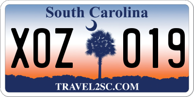 SC license plate XOZ019