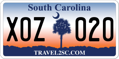 SC license plate XOZ020