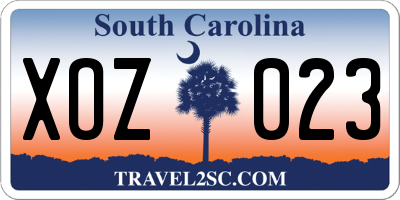 SC license plate XOZ023