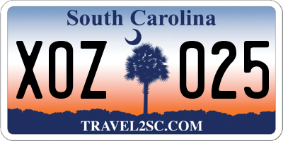 SC license plate XOZ025