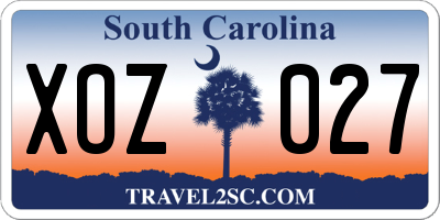 SC license plate XOZ027