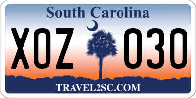SC license plate XOZ030
