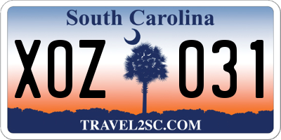SC license plate XOZ031