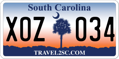 SC license plate XOZ034