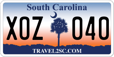SC license plate XOZ040
