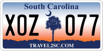 SC license plate XOZ077