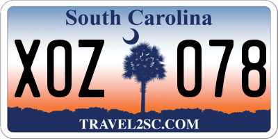 SC license plate XOZ078