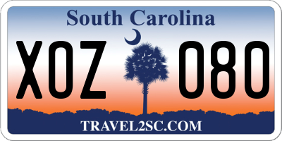 SC license plate XOZ080