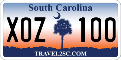 SC license plate XOZ100