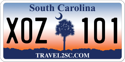 SC license plate XOZ101