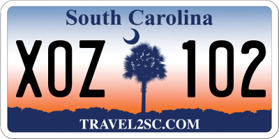 SC license plate XOZ102