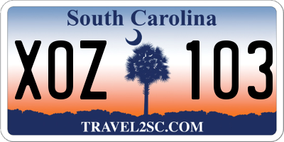 SC license plate XOZ103