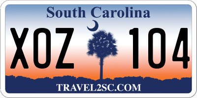 SC license plate XOZ104