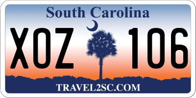 SC license plate XOZ106