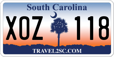 SC license plate XOZ118