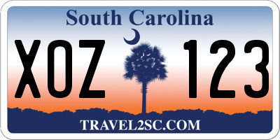 SC license plate XOZ123