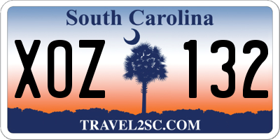 SC license plate XOZ132