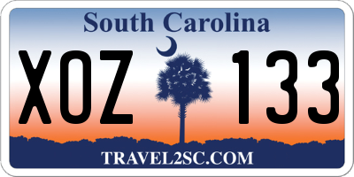 SC license plate XOZ133