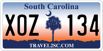 SC license plate XOZ134