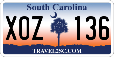 SC license plate XOZ136