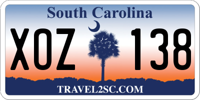 SC license plate XOZ138