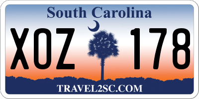 SC license plate XOZ178