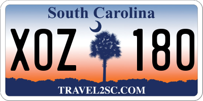 SC license plate XOZ180