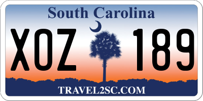 SC license plate XOZ189