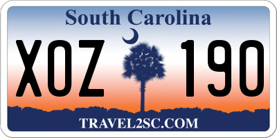 SC license plate XOZ190