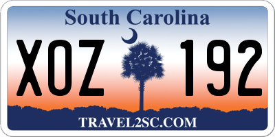 SC license plate XOZ192