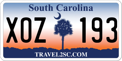 SC license plate XOZ193