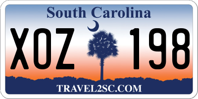 SC license plate XOZ198