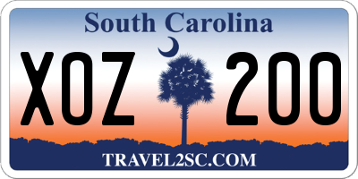 SC license plate XOZ200