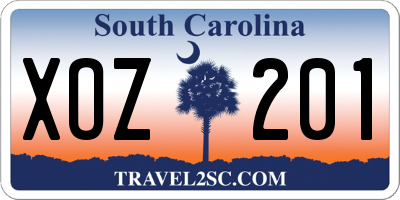 SC license plate XOZ201