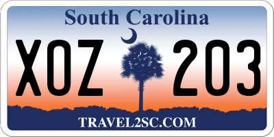 SC license plate XOZ203