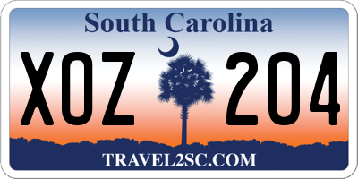 SC license plate XOZ204