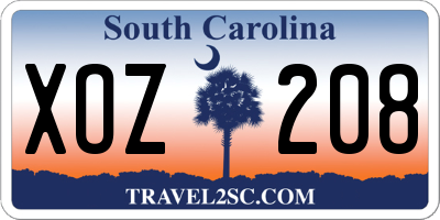 SC license plate XOZ208