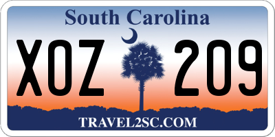 SC license plate XOZ209
