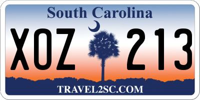 SC license plate XOZ213