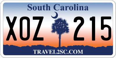 SC license plate XOZ215