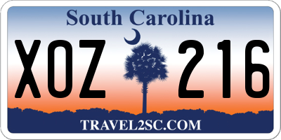 SC license plate XOZ216