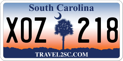 SC license plate XOZ218