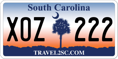 SC license plate XOZ222