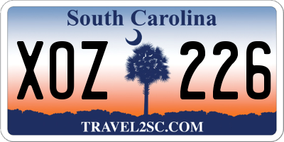SC license plate XOZ226