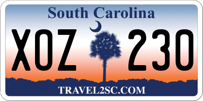 SC license plate XOZ230