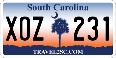 SC license plate XOZ231