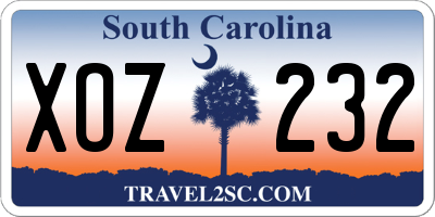 SC license plate XOZ232