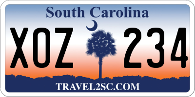 SC license plate XOZ234
