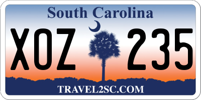 SC license plate XOZ235