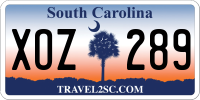 SC license plate XOZ289